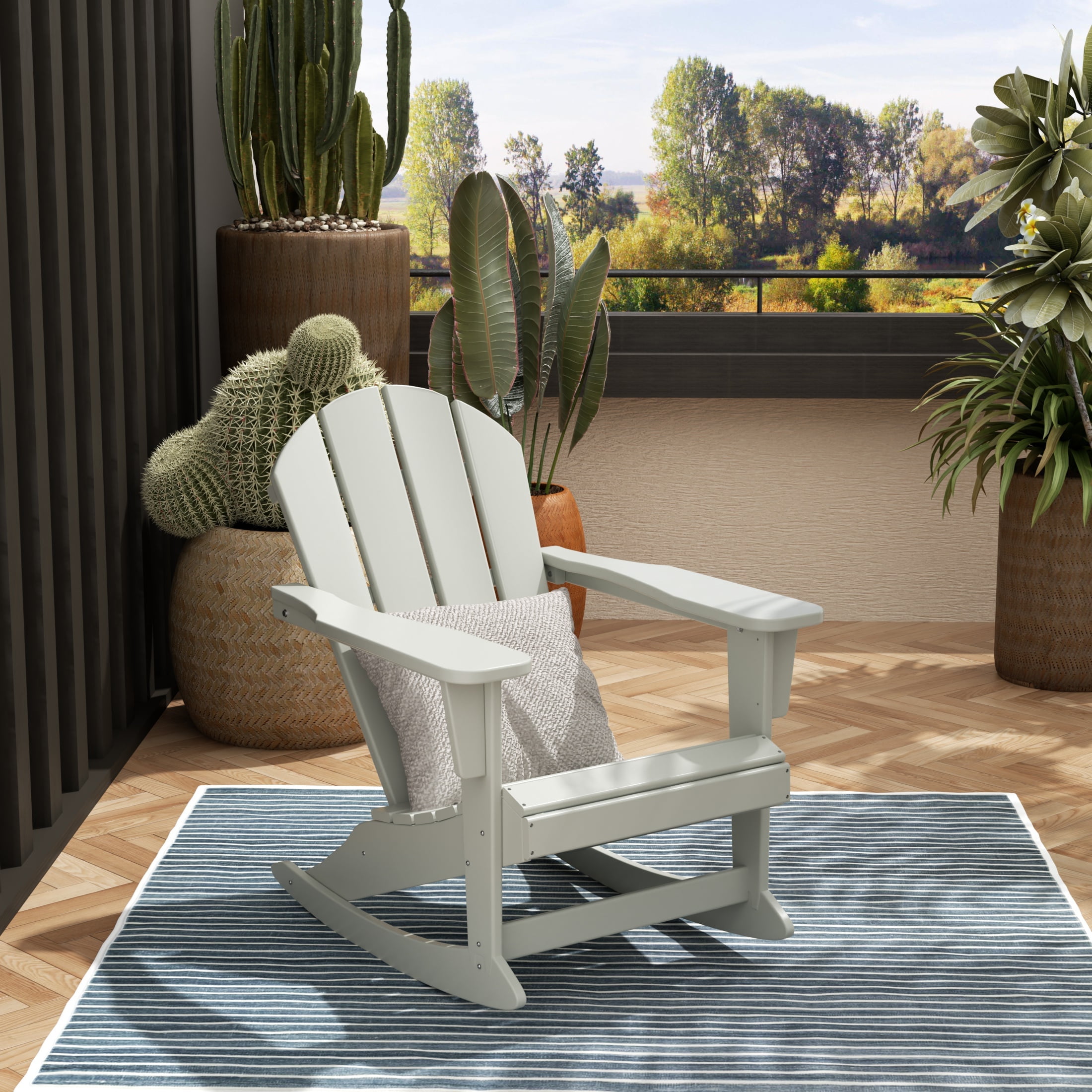 Sand Poly Lumber Outdoor Rocking Adirondack Chair