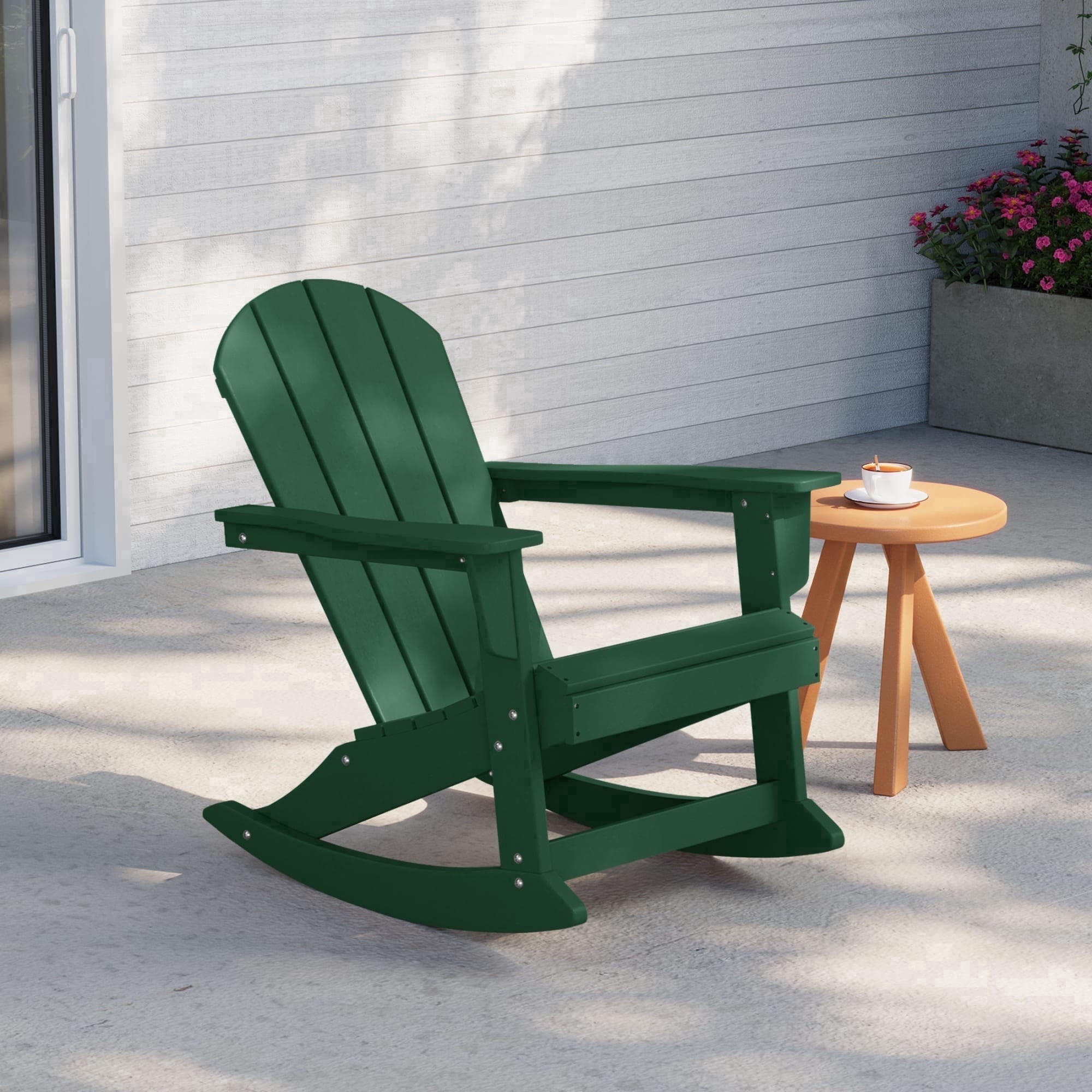 WestinTrends Malibu Outdoor Patio Porch Rocking Adirondack Chair, Dark Green