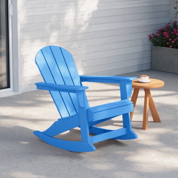 WestinTrends Malibu Outdoor Patio Porch Rocking Adirondack Chair, Pacific Blue