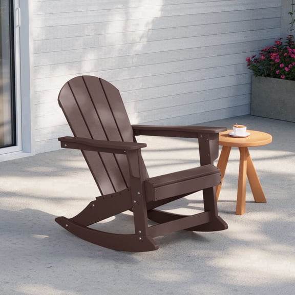 Westintrends Malibu Outdoor Rocking Chair for Patio Porch – All-Weather Poly Lumber, 450 lb Capacity, Dark Brown