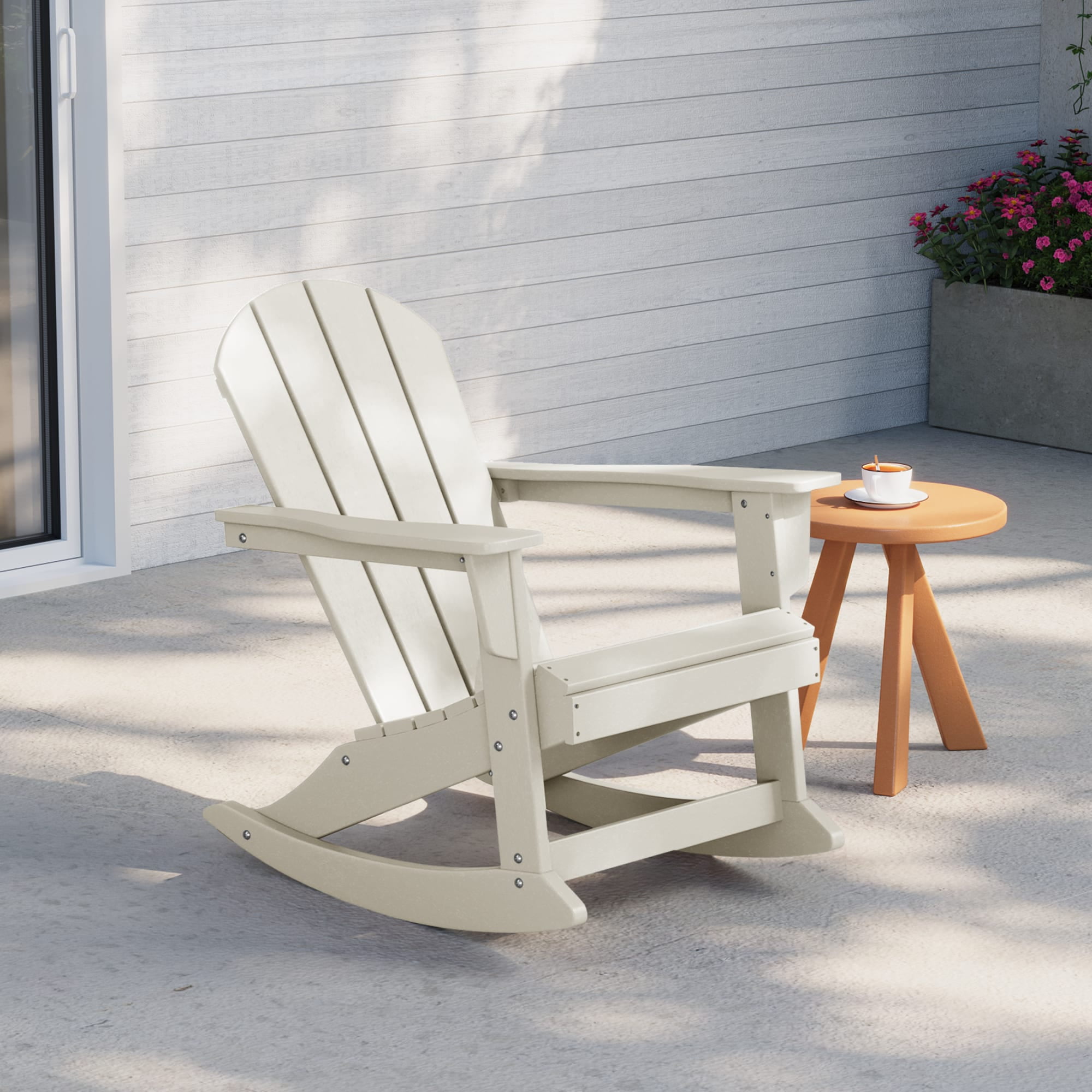 Sand Poly Lumber Outdoor Rocking Adirondack Chair