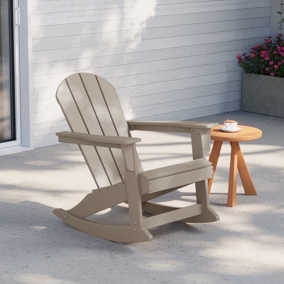 Westintrends Malibu Outdoor Rocking Chair for Patio Porch – All-Weather Poly Lumber, 450 lb Capacity, Weathered Wood