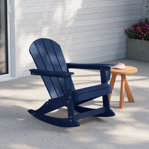 WestinTrends Malibu Outdoor Patio Porch Rocking Adirondack Chair, Navy Blue