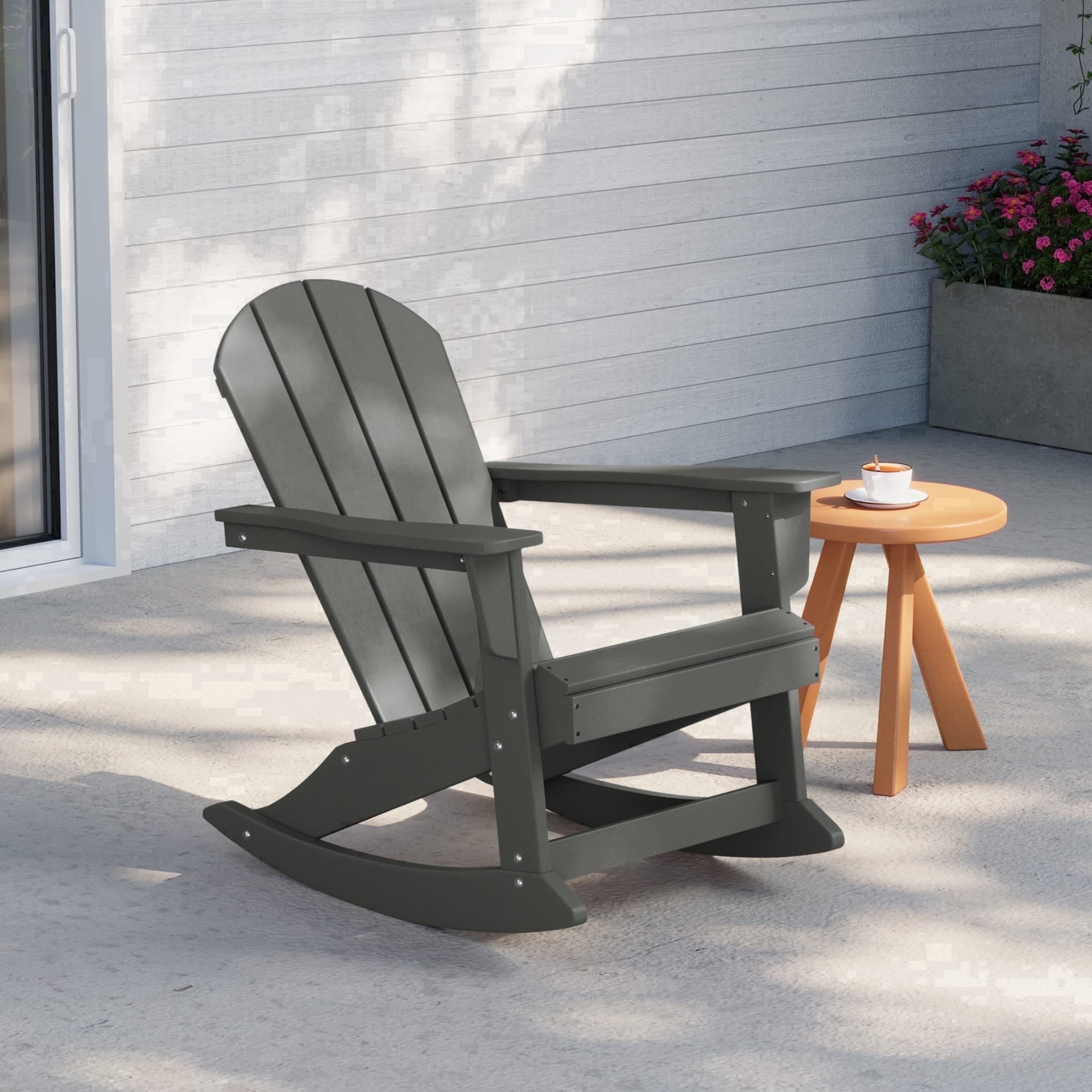 WestinTrends Malibu Outdoor Patio Porch Rocking Adirondack Chair, Gray