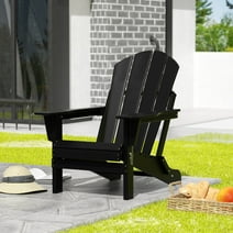 Westintrends Outdoor Folding HDPE Adirondack Chair, Patio Seat, Weather Resistant, Black
