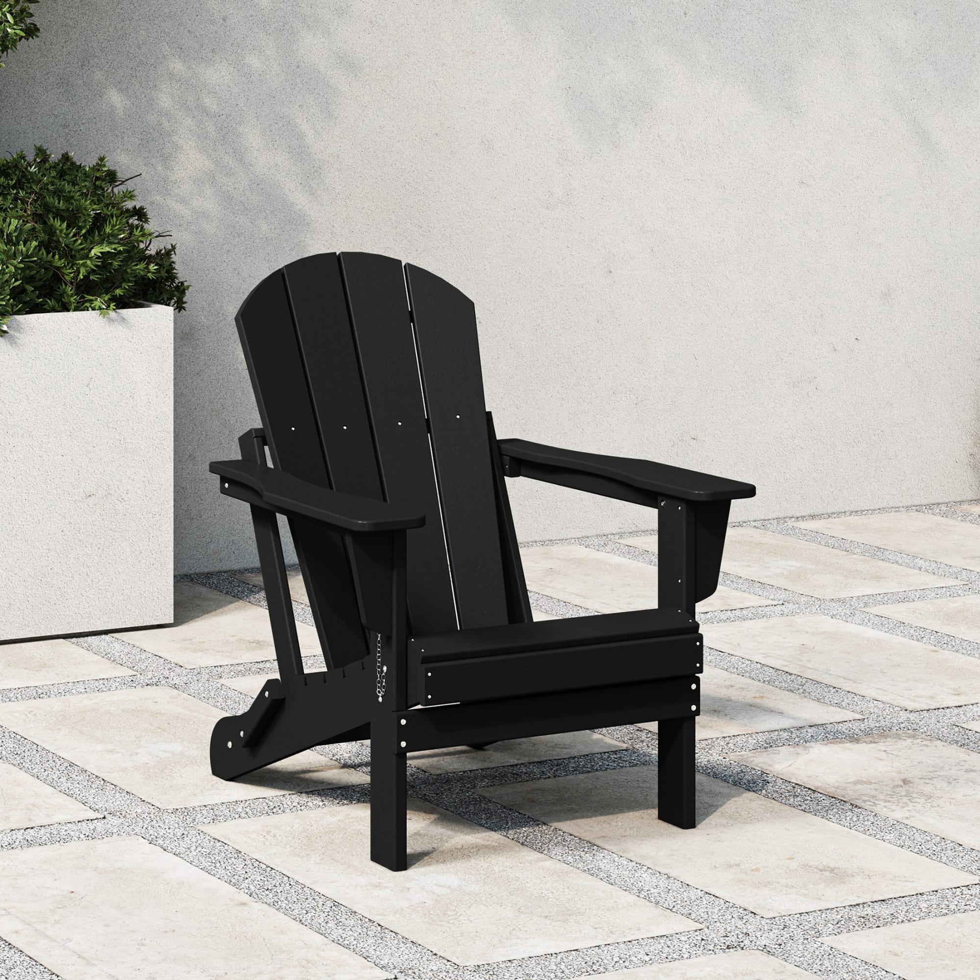 WestinTrends Malibu Outdoor Folding HDPE Adirondack Deck Chair - Patio & Outdoor Lounge, Weather‑Resistant, Black