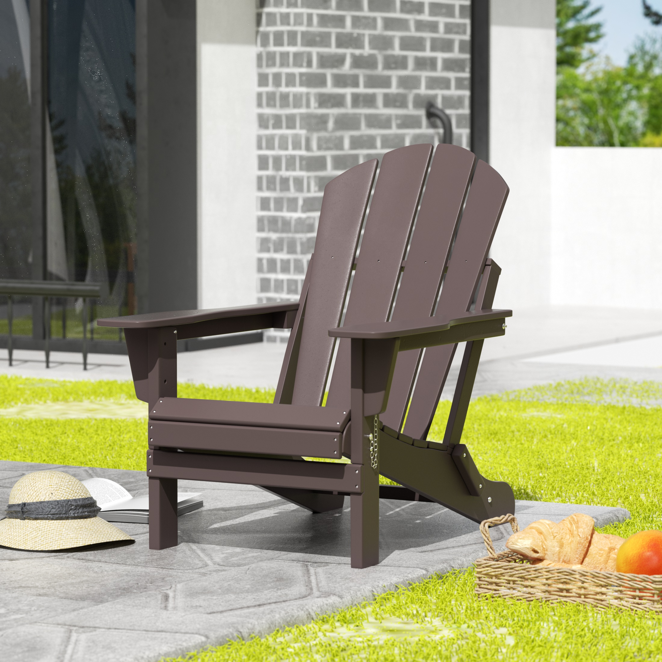 Westintrends Outdoor Folding HDPE Adirondack Chair, Patio Seat, Weather Resistant, Dark Brown - image 1 of 6
