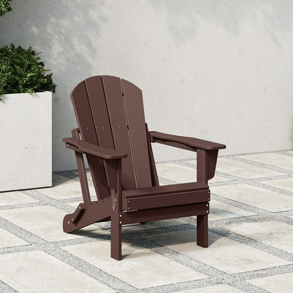 WestinTrends Malibu Outdoor Folding HDPE Adirondack Deck Chair - Patio & Outdoor Lounge, Weather‑Resistant, Dark Brown