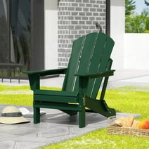 Westintrends Outdoor Folding HDPE Adirondack Chair, Patio Seat, Weather Resistant, Dark Green