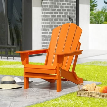 Westintrends Outdoor Folding HDPE Adirondack Chair, Patio Seat, Weather Resistant, Orange