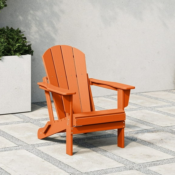 Westintrends Outdoor Folding HDPE Adirondack Chair, Patio Seat, Weather Resistant, Orange