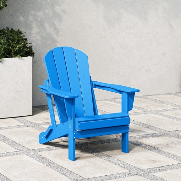 WestinTrends Malibu Outdoor Folding HDPE Adirondack Deck Chair - Patio & Outdoor Lounge, Weather‑Resistant, Pacific Blue