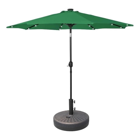 Westlake 9 Ft Solar LED Patio Umbrella with Bronze Round Base Included