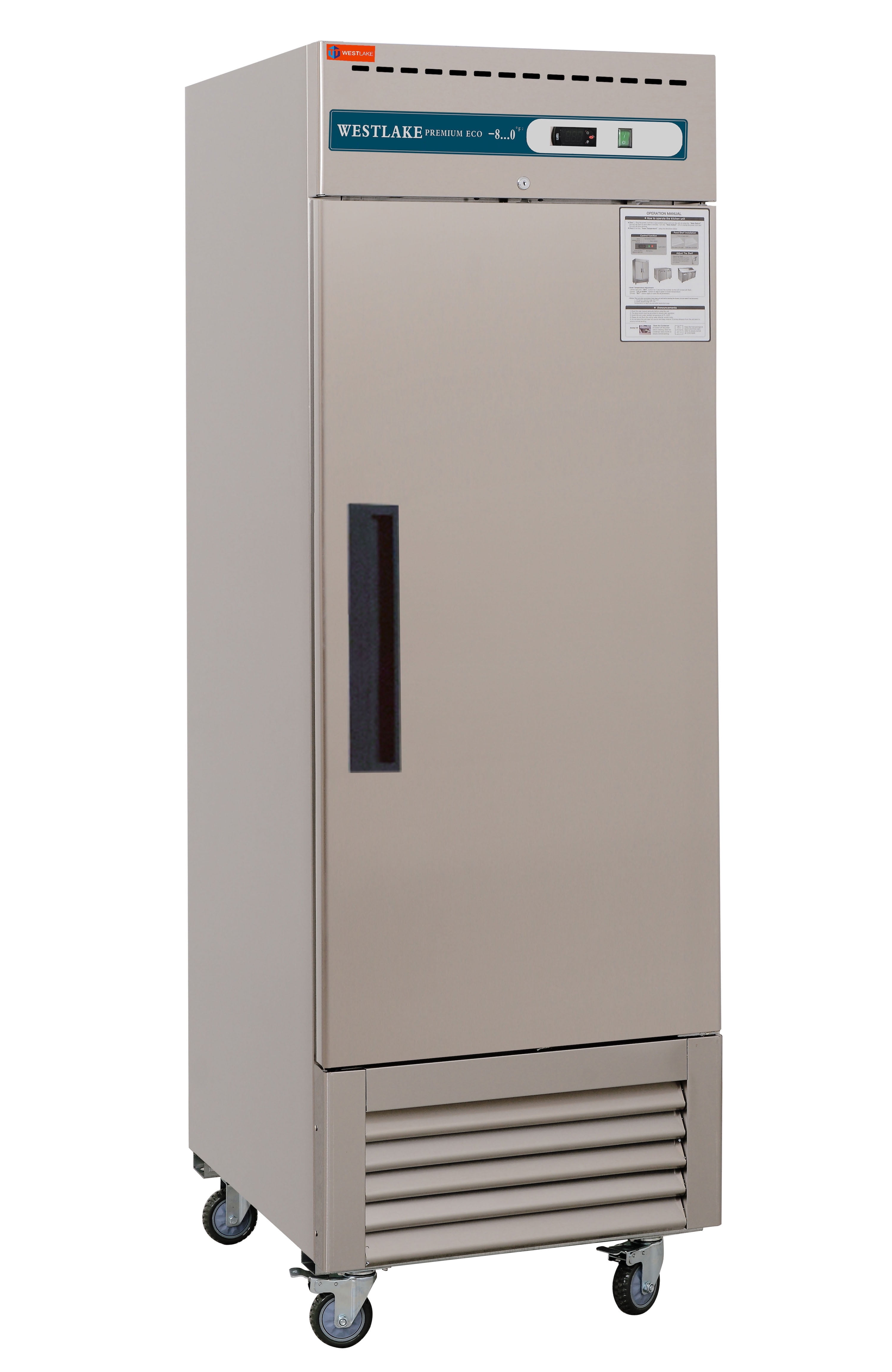Westlake Commercial Reach In Upright Freezer WKF-23B Single Solid Door Stainless Steel 23 Cu. ft