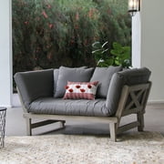 Westlake Solid Wood Outdoor Convertible Sofa Daybed, Gray Cushion