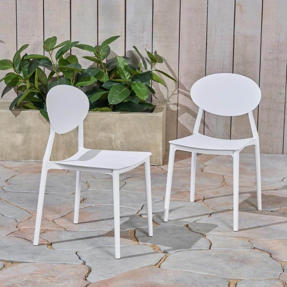Westlake White Armless Plastic Outdoor Patio Dining Chairs (2Pack