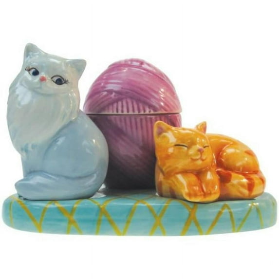 Westland Giftware Mwah Cats Magnetic Ceramic Salt and Pepper Shaker with Toothpick Holder Set, 3.25-Inch