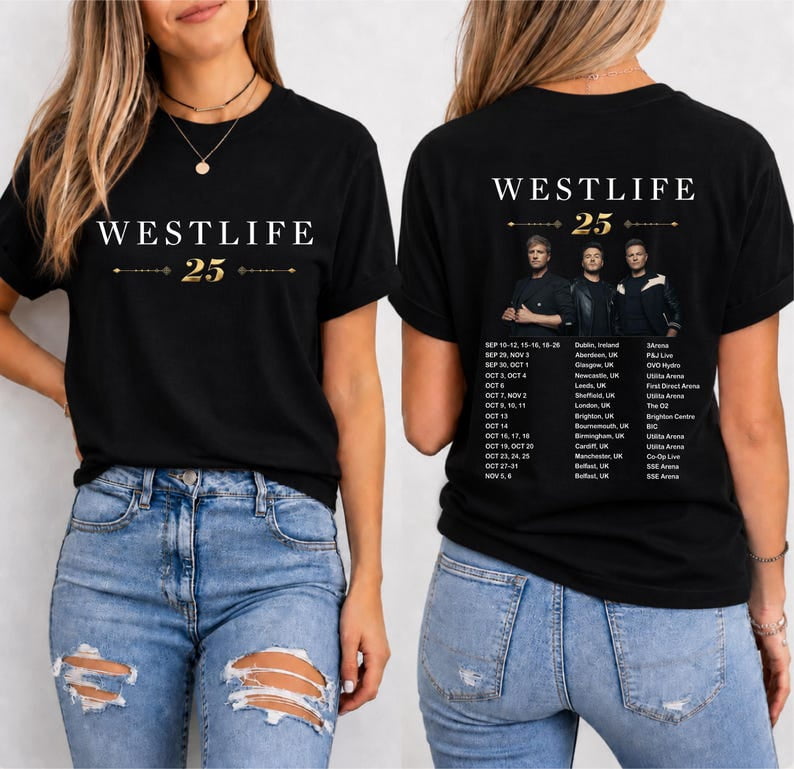 Westlife 25 Anniversary Tour Shirt, Westlife Front Back Concert T Shirt ...