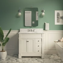 Westminster 36" Bathroom Vanity with White Cabinet and Carrara Marble Top