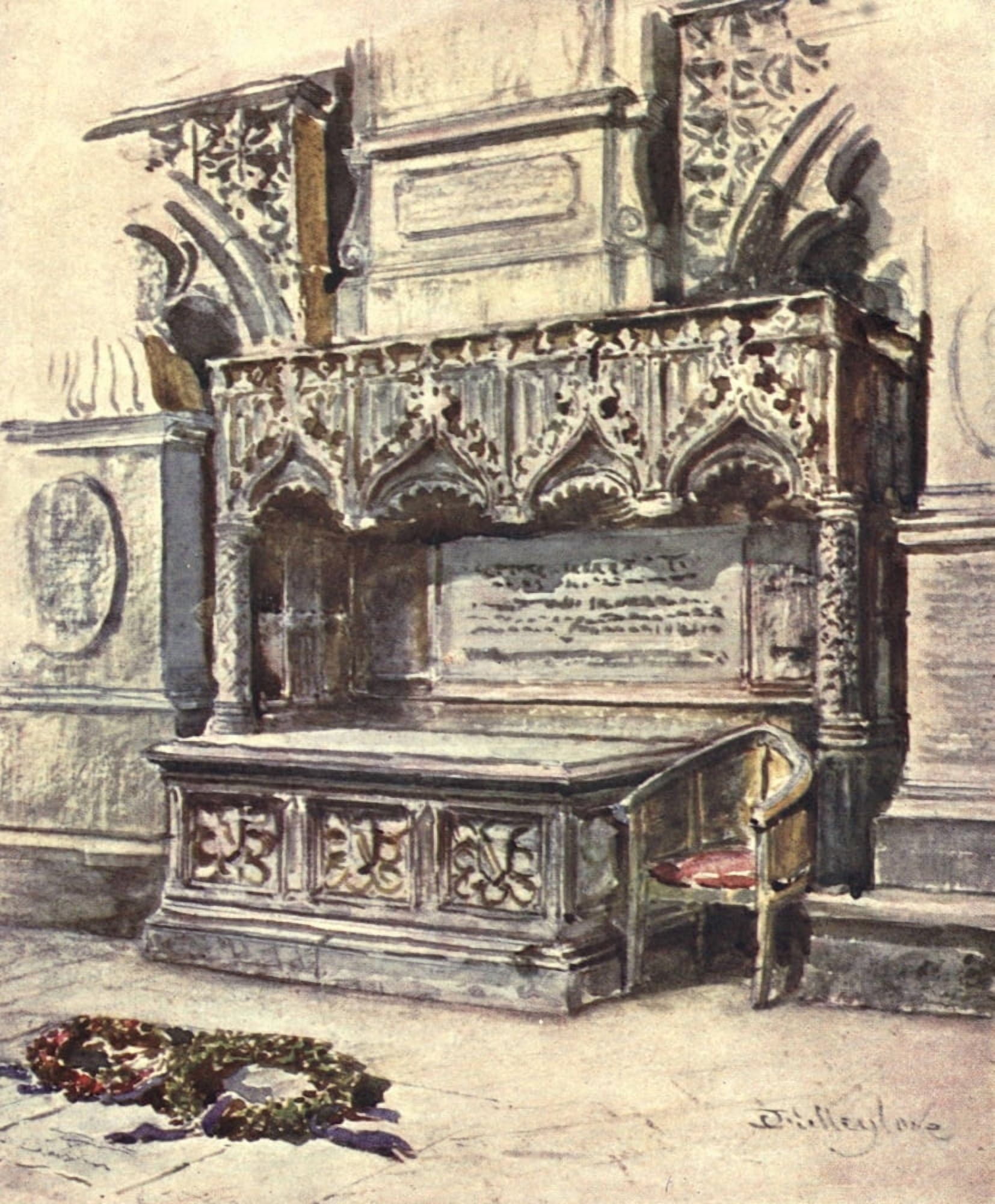 Westminster Abbey 1904 Chaucers Tomb Canvas Art - John Fulleylove (18 x 24)