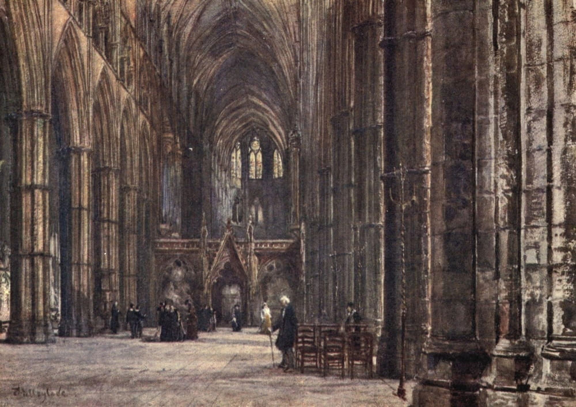Westminster Abbey 1904 Interior of the Nave Canvas Art - John Fulleylove (18 x 24)