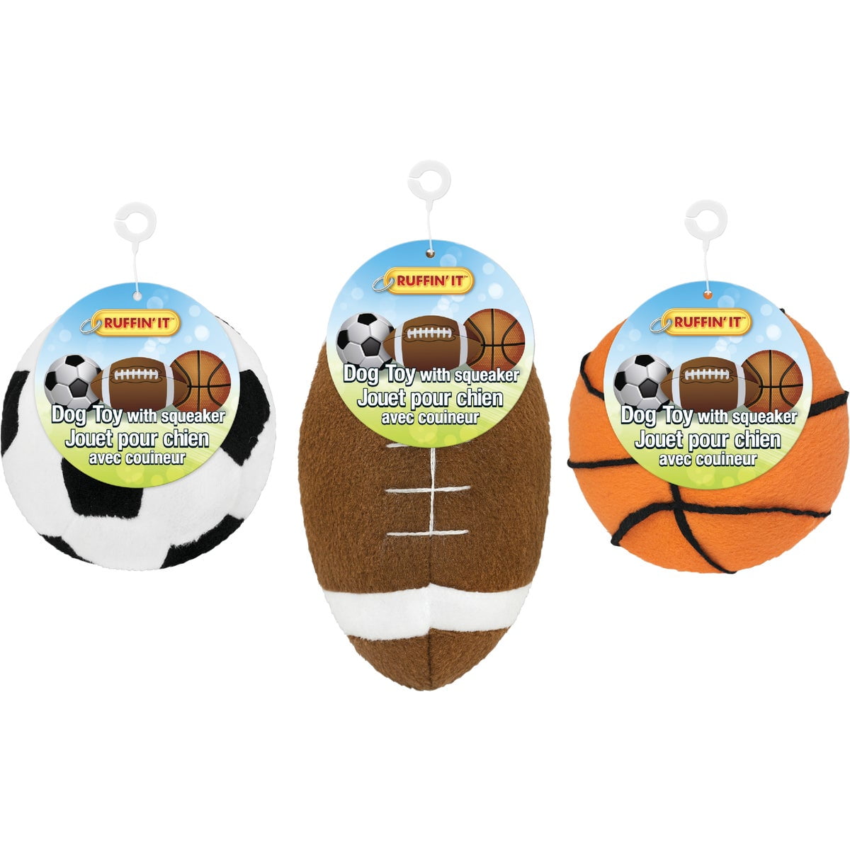Westminster Pet Ruffin' it Assorted Sports Ball Dog Toys 70012 Pack of 3