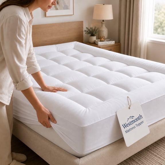 Westmonth Mattress Topper, Extra Thick & Fluffy, Deep Pocket Fits 8-21 Inch