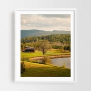 Westmore Views - Westmore Vermont Photography Rural Landscape Autumn Farmhouse Pastoral Scenic Countryside White Framed Wall Art Print 18 x 24 inches