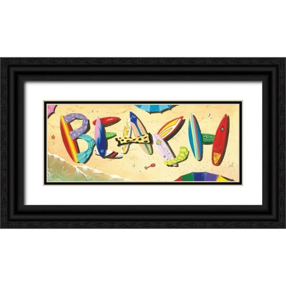 Westmoreland, Scott 24x12 Black Ornate Wood Framed with Double Matting Museum Art Print Titled - Beach in Boards
