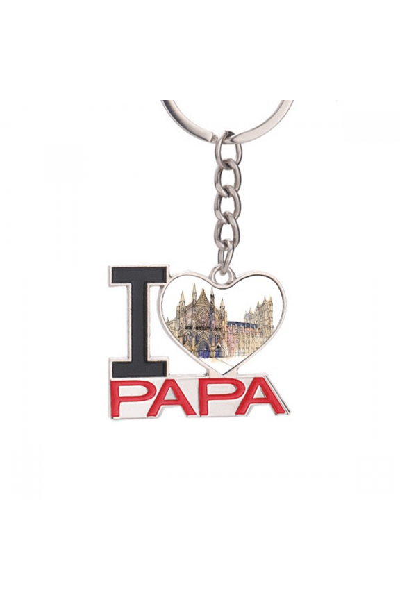 Westnster Abbeyof London Keychain Metal Keyring Holder Love PAPA Father