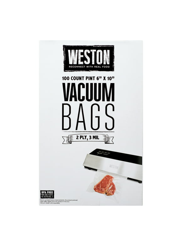 Weston 6" X 10" Pint Vacuum-Sealer Food Bags, 100 Ct