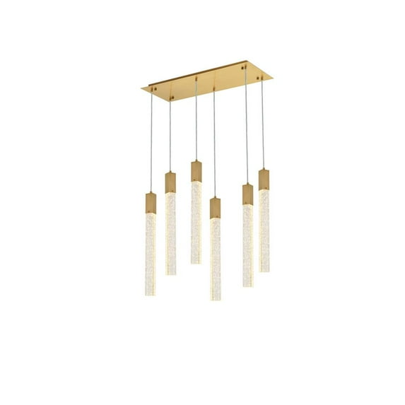 Weston 6 lights pendant in satin gold