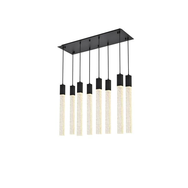 Celestial Cascade Black Crystal 8-Light Modern LED Pendant