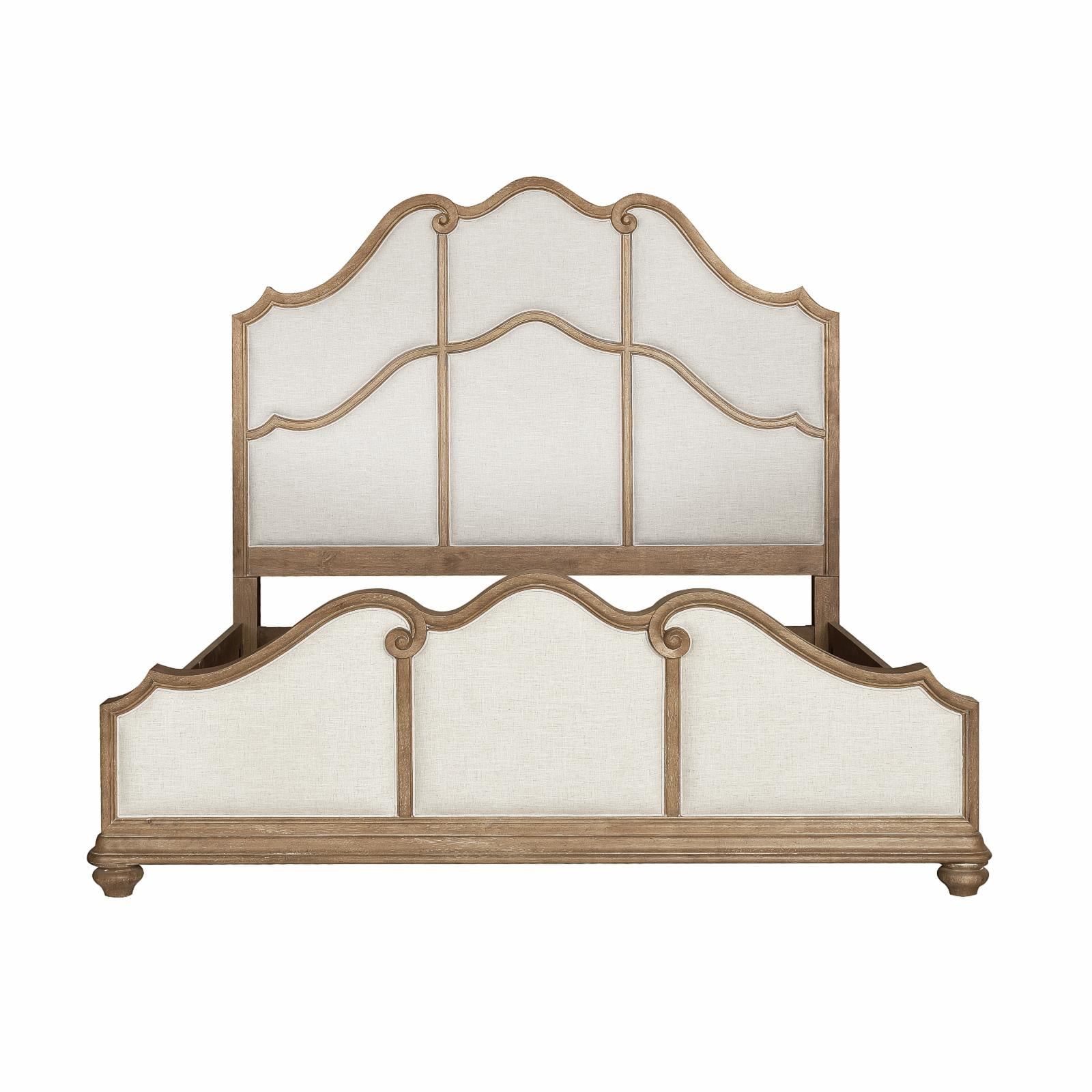 Natural Linen Textured King Upholstered Bed with Wood Frame