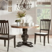 Weston Home 45" Round Oak Top Dining Table with Pedestal Base, Multiple Finishes