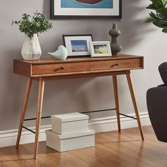 Weston Home Alcott Rectangular Wood Console Table, Natural Brown Finish
