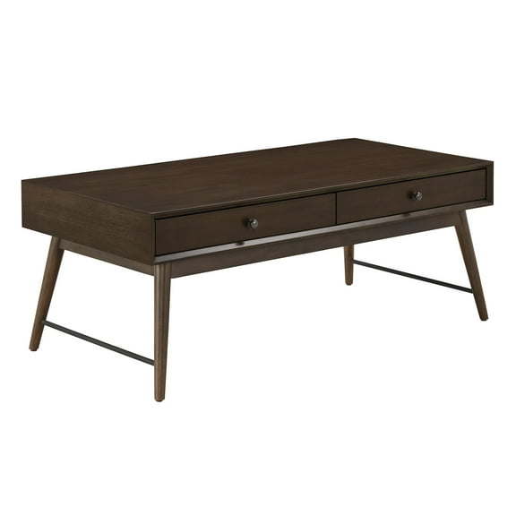Weston Home Alcott Wood 2-Drawer Coffee Table, Dark Walnut Finish