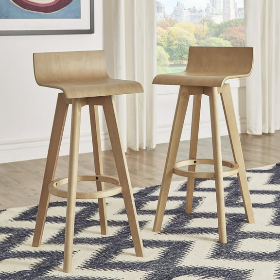 Weston Home Aleksi Modern Wood 29-inch Swivel Bar Stool, Set of 2, Natural
