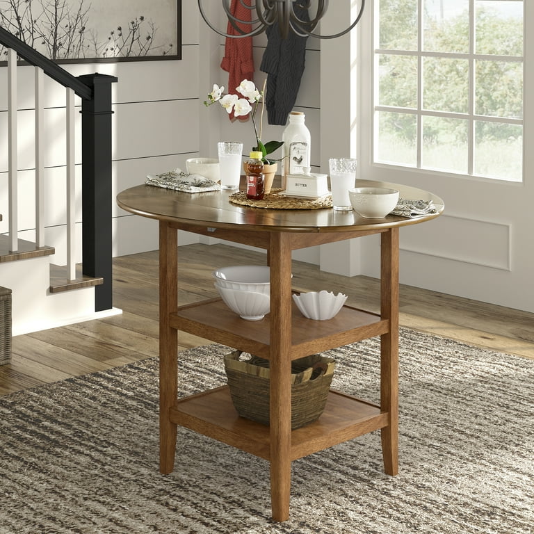 Free Shipping Weston Home Alita Oak Top Round 2 Drop Leaf Counter Height Table Oak Walmart