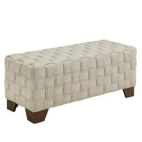 Weston Home Alle Walnut Finish Woven Fabric Bench, Beige