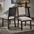 thumbnail image 1 of Weston Home Alta Wood Finish Cream Boucle Fabric Dining Chair, Set of 2, Black Oak, 1 of 8