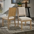 thumbnail image 1 of Weston Home Alta Wood Finish Cream Boucle Fabric Dining Chair, Set of 2, Oak Wash, 1 of 8