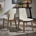 thumbnail image 1 of Weston Home Alta Wood Finish White Vegan Leather Dining Chair, Set of 2, Walnut, 1 of 8