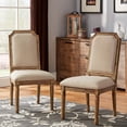 thumbnail image 1 of Weston Home Amadell Arched Linen and Wood Dining Chairs, Set of 2, Beige Linen, Natural Finish, 1 of 7