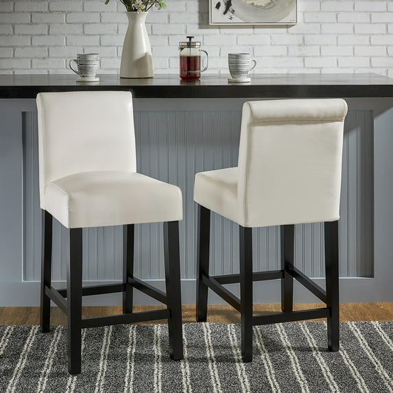 Weston Home Arica 24" Faux Leather Counter Height Stool, Set of 2, White