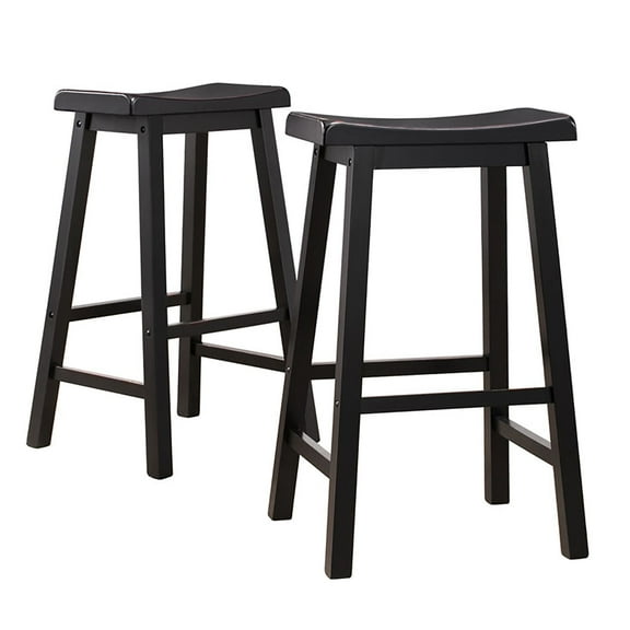 Weston Home Ashby 29 inch Wood Backless Bar Stool, Set of 2, Black