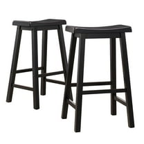 Weston Home Ashby 29 inch Wood Backless Bar Stool, Set of 2, Black