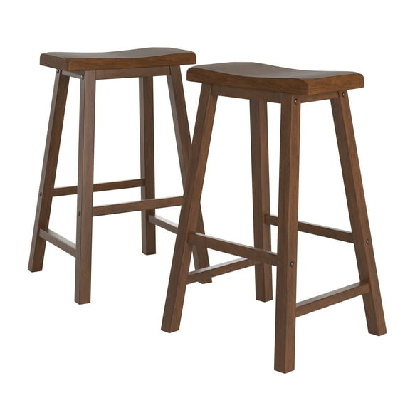 Weston Home Ashby 29 inch Wood Backless Bar Stools, Set of 2, Warm Cherry