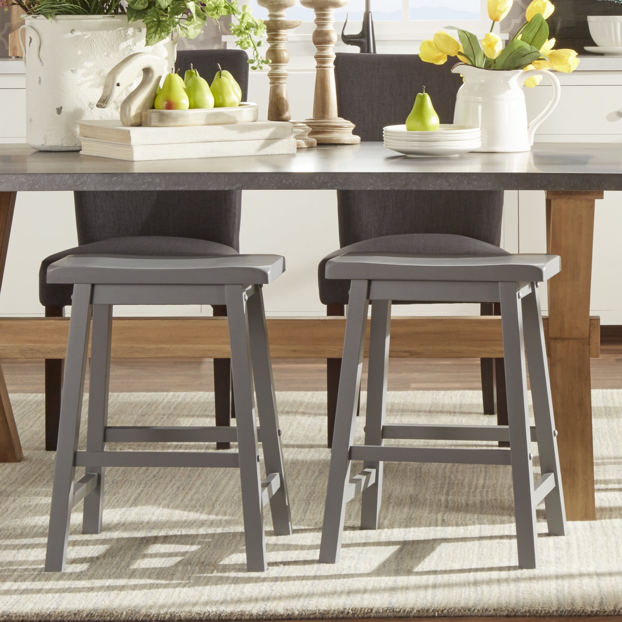 Weston Home Ashby 23 inch Backless Bar Stools, Set of 2, Frost Grey Finish