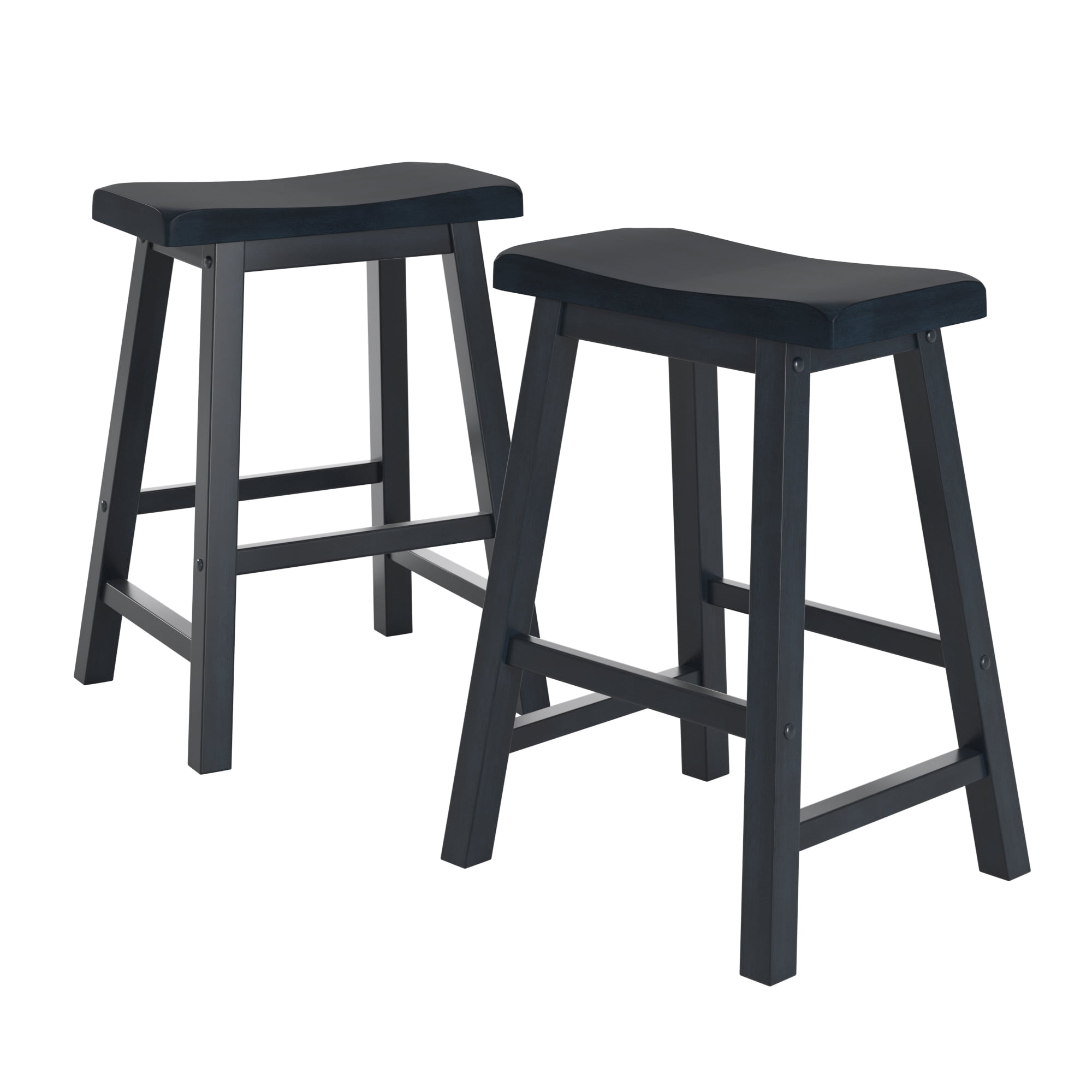 Weston Home Ashby Saddle Seat Backless 24" Counter Stools, Antique Denim (Set of 2)